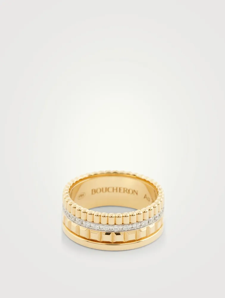 Small Radiant Edition Quatre Gold Ring With Diamonds