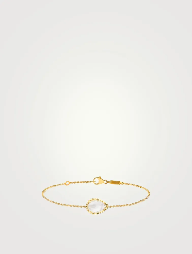 Serpent Bohème S Motif Gold Chain Bracelet With Mother Of Pearl