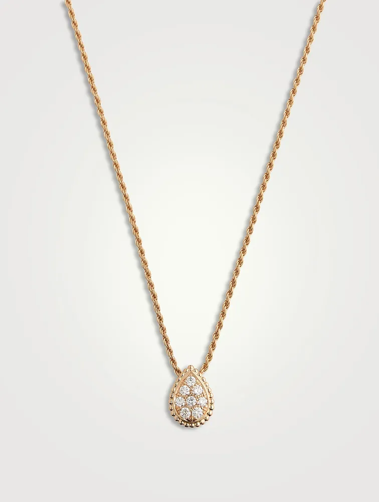 Serpent Bohème S Motif Rose Gold Pendant Necklace With Diamonds