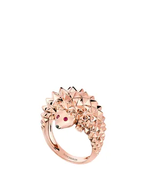 Hans The Hedgehog Rose Gold Ring With Rubies And Black Diamond