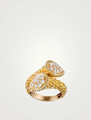 Serpent Bohème Double-Motif Yellow Gold Ring With Diamonds