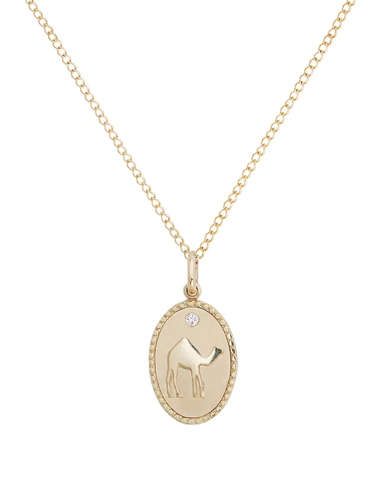 Camel 10K Gold Diamond Pendant Necklace