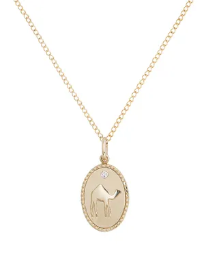 Camel 10K Gold Diamond Pendant Necklace