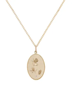 Protea 10K Gold Diamond Pendant Necklace - 18" Chain