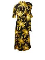 Crushed Satin Dress Daisy Print