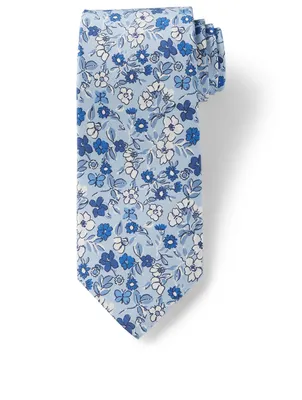 Cotton And Silk Tie In Floral Pattern