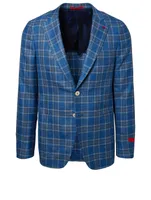 Wool, Silk And Linen Jacket Plaid