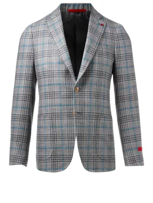 Wool, Silk And Linen Jacket Plaid