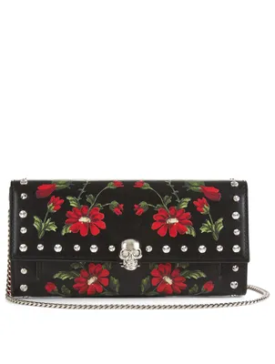 Printed Leather Chain Wallet Bag