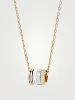 Mini White Edition Gold Ring Pendant Necklace With Diamond