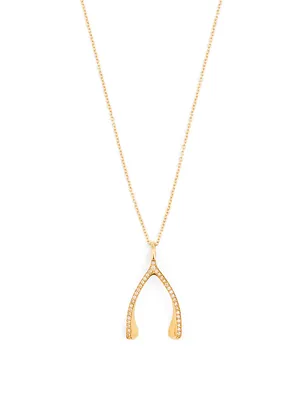 Gold Wishbone Necklace With Diamonds