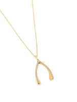 Gold Wishbone Necklace With Diamonds