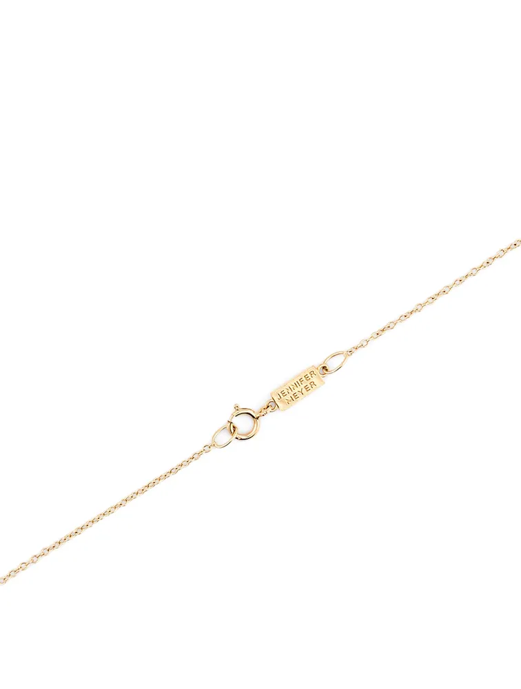 Gold Wishbone Necklace With Diamonds