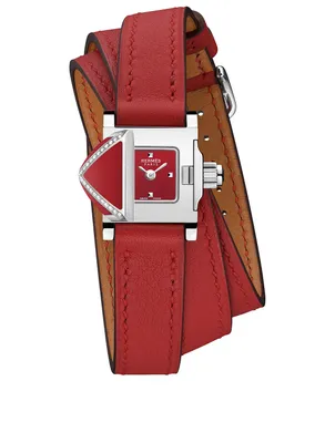 Medor Rock TPM Triple Tour Leather Strap Watch With Diamonds, 16 x 16mm