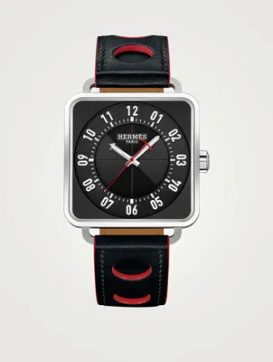 Carre H MM Leather Strap Watch