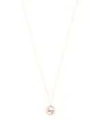 14K Gold Love Script Tableau Medallion Necklace With Diamonds