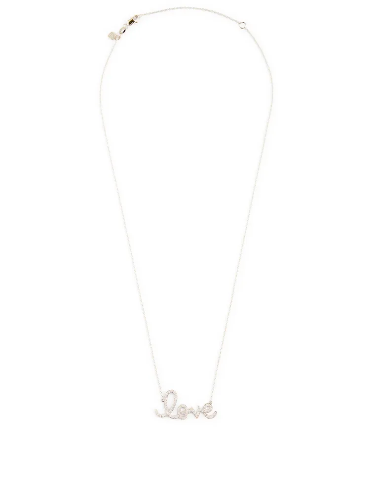 14K Gold Large "Love" Necklace With Diamonds