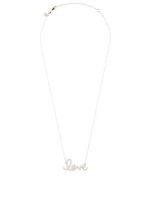 14K Gold Large "Love" Necklace With Diamonds