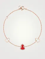 Petite Wulu 18K Rose Gold Bracelet With Diamonds And Red Agate