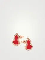 Petite Wulu 18K Rose Gold Red Agate Stud Earrings With Diamonds