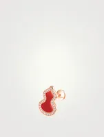 Small Wulu 18K Rose Gold Stud Earring With Red Agate And Diamonds