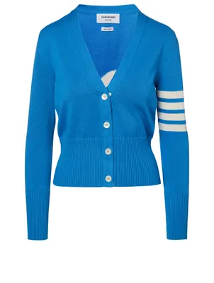4-Bar Whale Icon Intarsia Cardigan