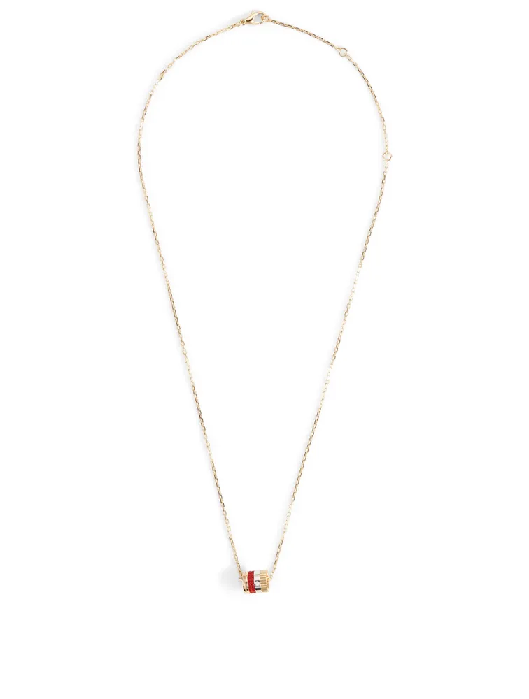 Mini Red Edition Quatre Two-Tone Gold Pendant Necklace With Diamond