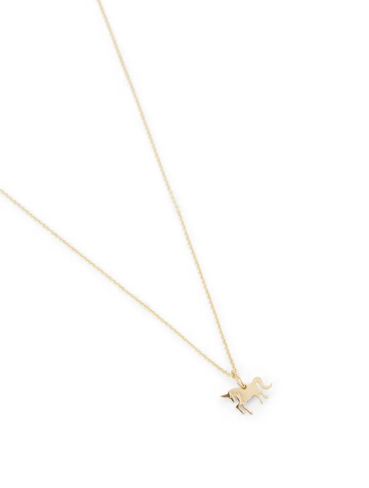 Tiny Pure 14K Gold Unicorn Necklace