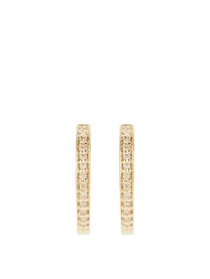 Small 14K Gold Huggie Earrings With Diamonds