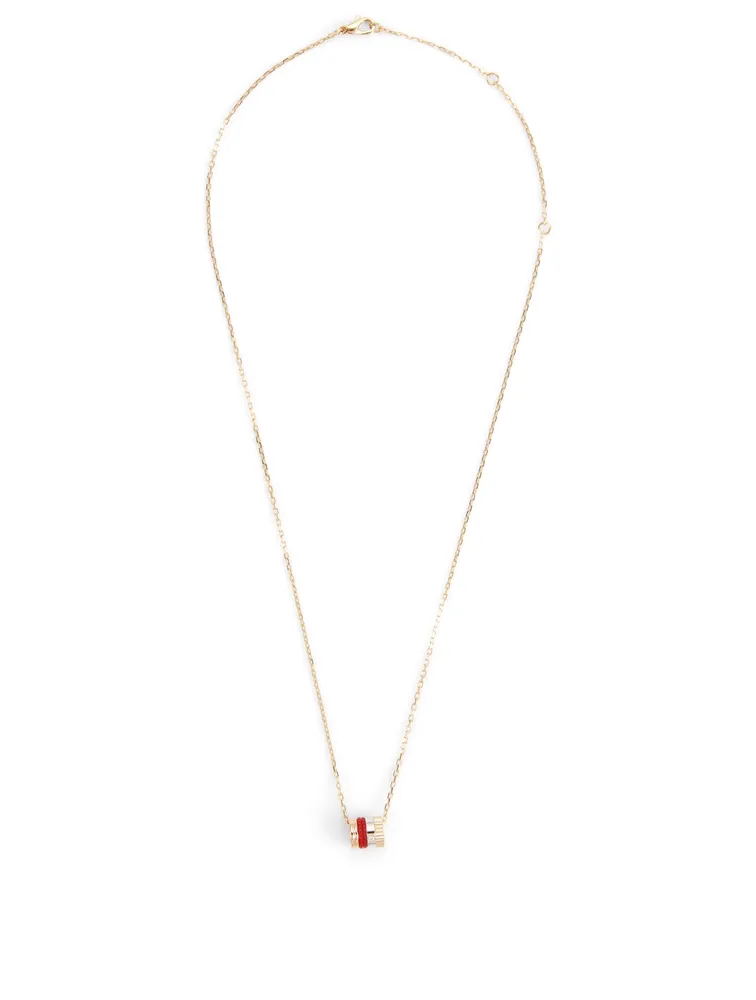 Mini Red Edition Quatre Gold Pendant Necklace With Diamond