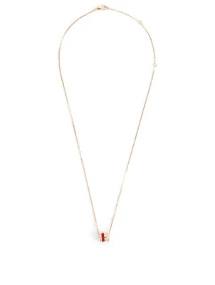 Mini Red Edition Quatre Gold Pendant Necklace With Diamond