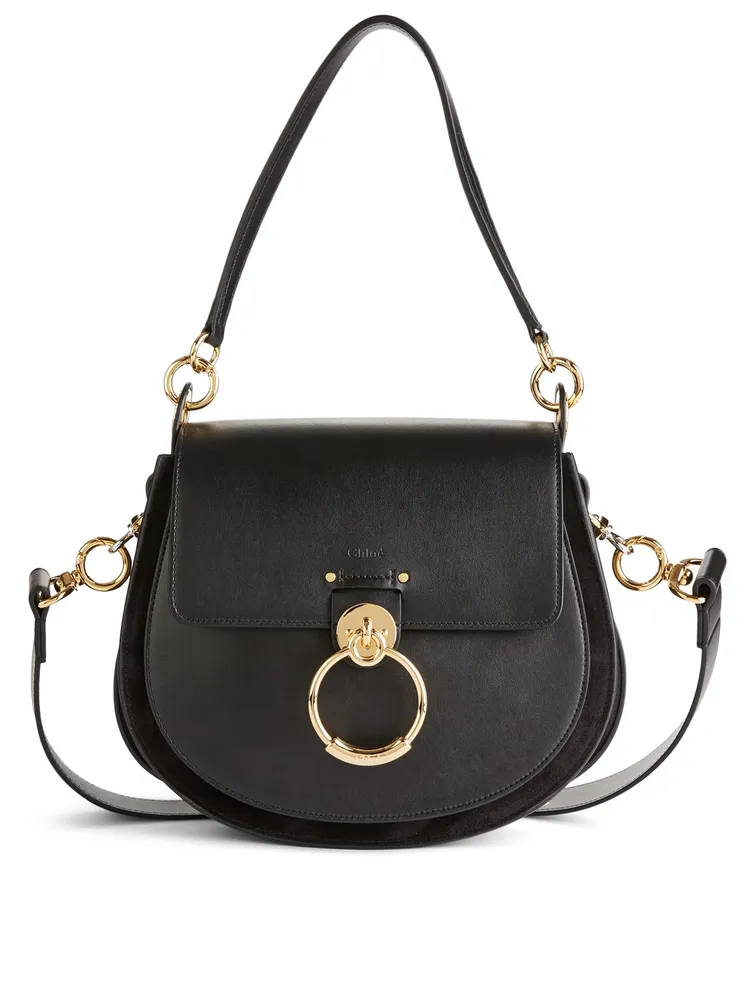 Large Tess Leather And Suede Saddle Bag