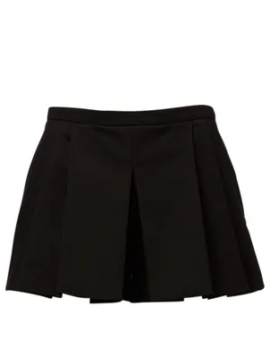 Cotton-Blend Pleated Shorts