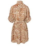 Utility Silk Shirt Dress Leopard Print