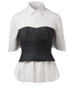 Short Sleeve Button-Up Shirt With Bustier