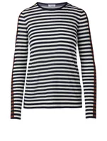 Wool Long-Sleeve Top Stripe Print