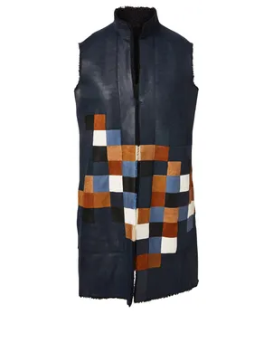 Reversible Leather Vest Pixel Print
