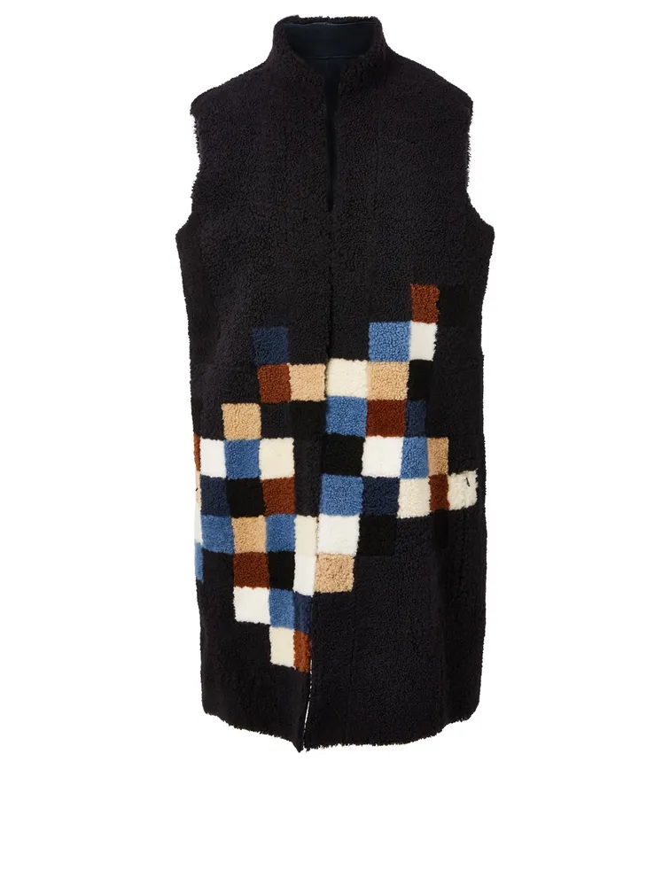 Reversible Leather Vest Pixel Print