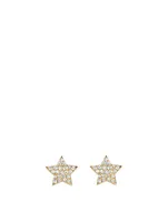 14K Gold Star Stud Earrings With Diamonds