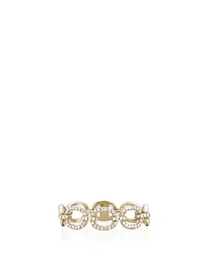 14K Gold Half Link Ring With Diamonds