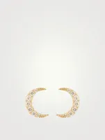 Clous d’oreilles en forme de croissant de lune en or 14 ct avec diamants