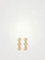 14K Gold Vertical Triple Bezel Stud Earrings With Diamonds