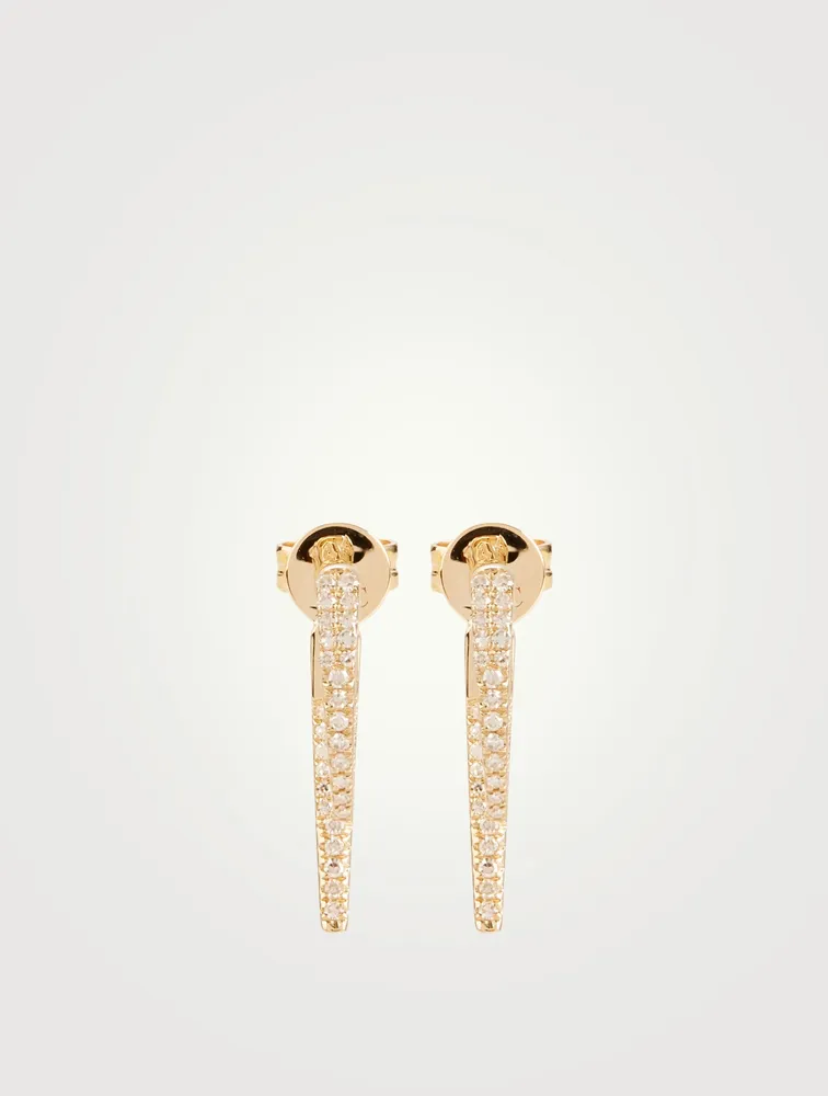 14K Gold Hook Earrings With Diamonds