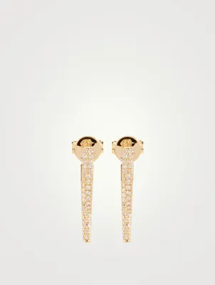 14K Gold Hook Earrings With Diamonds