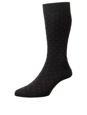 Streatham Cotton Lisle Socks In Polka Dot