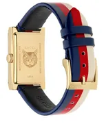 G-Frame Goldtone Leather Web Strap Watch