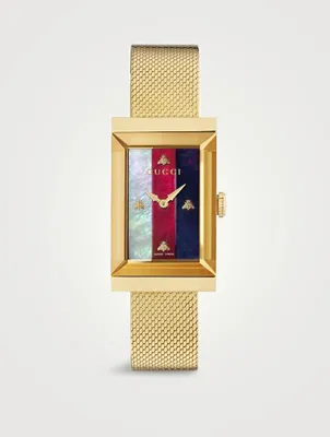 G-Frame Goldtone Mesh Bracelet Watch