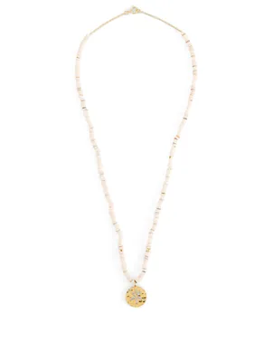 Heishi Beaded Necklace With Gold-Plated Sand Dollar