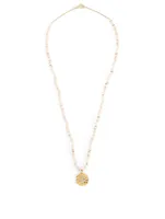 Heishi Beaded Necklace With Gold-Plated Sand Dollar
