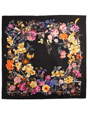 Silk Scarf In Floral Gancini Print